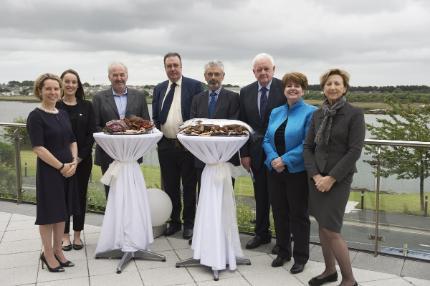 Tara McCarthy, Bord Iascaigh Mhara (BIM) CEO; Ali Sheridan, Origin Green; Bord Bia, Malcolm Beveridge, Head of Aquaculture, FAO Rome; Jean Jacques VandenHeede, AC Nielsen Europe; Aidan O¿Driscoll, Secretary General, Department of Agriculture, Food and the Marine; Kieran Calnan, BIM Chairman; Mary Shelman, Agri-Business Thought Leader and Olivia O¿Leary, Conference moderator and broadcaster 